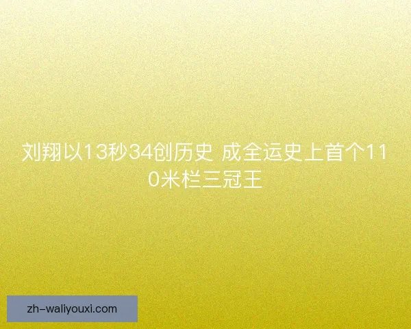刘翔以13秒34创历史 成全运史上首个110米栏三冠王